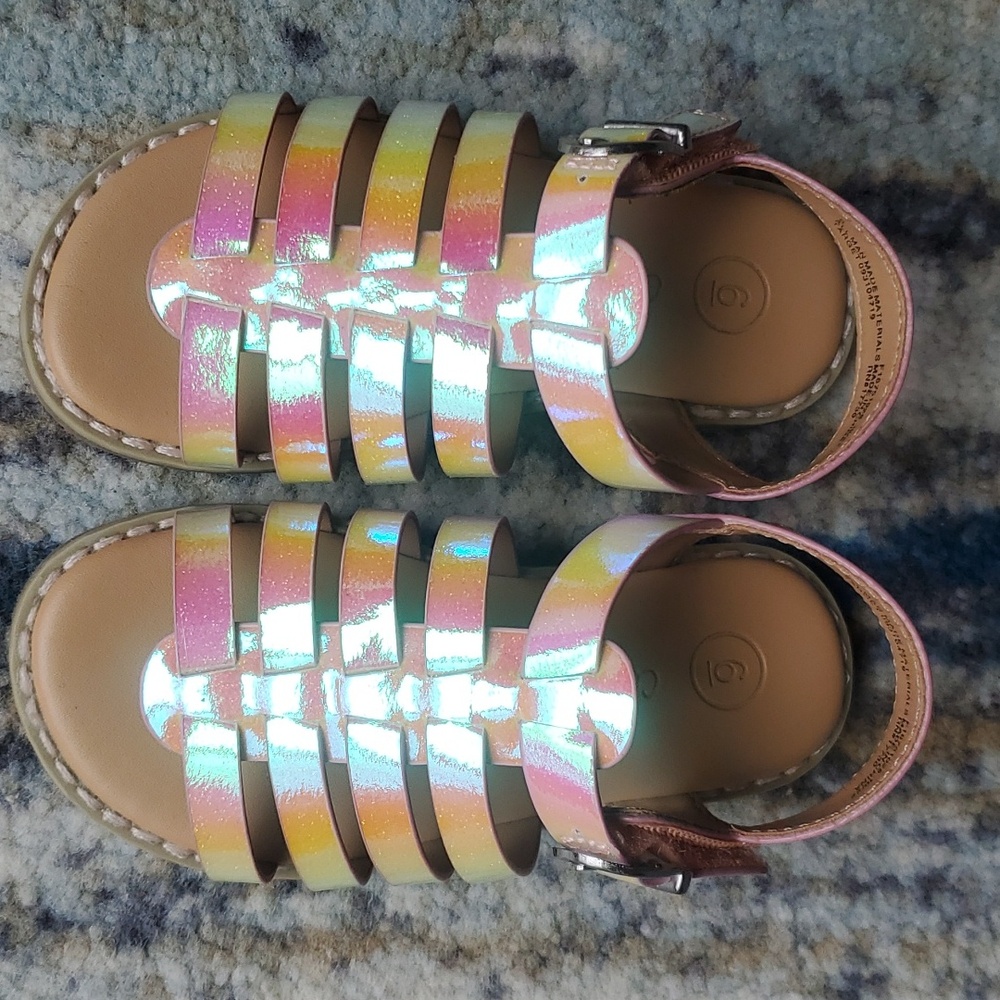 Toddler Girl Cat & Jack Iridescent Sandals Size 6